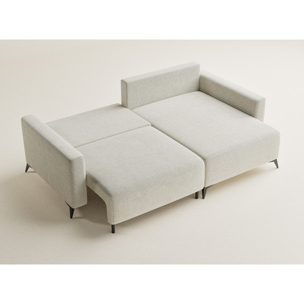 Krémszínű zsenília kinyitható-tárolóhelyes sarokkanapé (jobb oldali-heverő résszel) Leon – Maison de Rêve-image-3