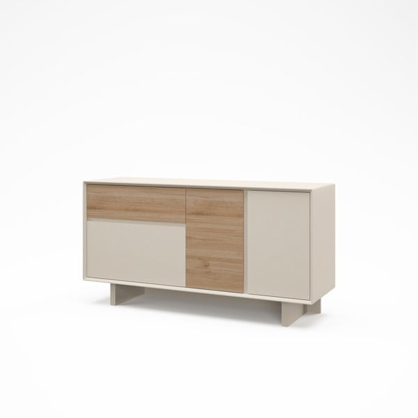 Bézs-natúr színű komód tölgyfa dekorral 146x76x45 cm Carpi – Marckeric-image-3