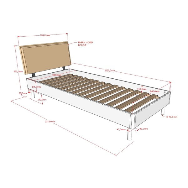 Fehér bükkfa egyszemélyes ágy ágyráccsal 90x200 cm Forrest – Vipack-image-2