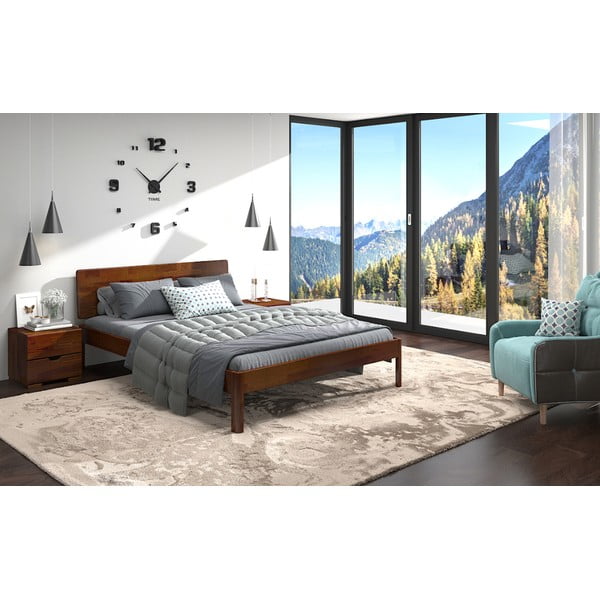 Sötétbarna borovi fenyő franciaágy 160x200 cm Ammer – Skandica-image-3