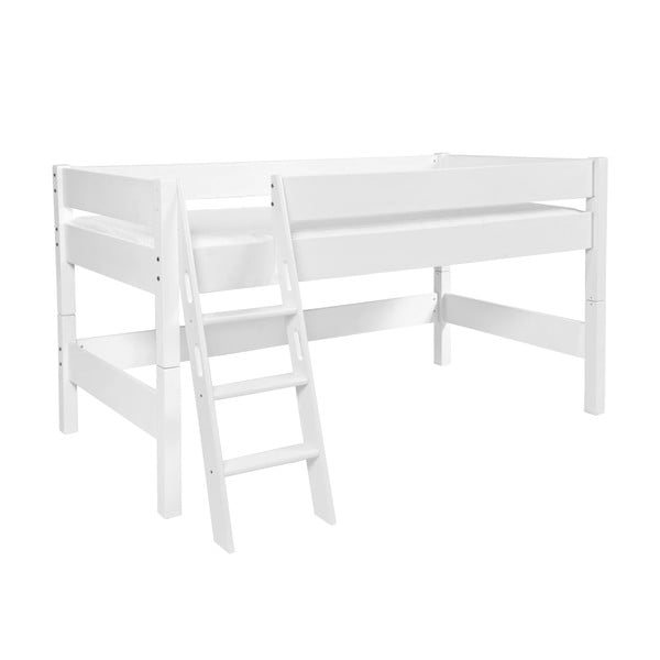 Nik fehér, tömör bükkfa emeletes gyerekágy, 200 x 90 cm - Mobi furniture