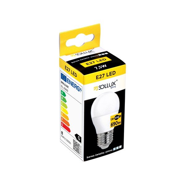 Semleges fehér LED izzó E27, 7,5 W – Sollux-image-1