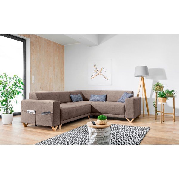 Barna kinyitható-tárolóhelyes sarokkanapé (jobb oldali-L alakú) Classy Sophie – Miuform-image-3