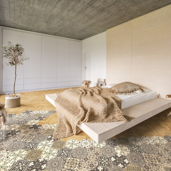 Floor Stickers Hexagons Luiza 10 db-os padlómatrica szett, 40 x 90 cm - Ambiance-image-1