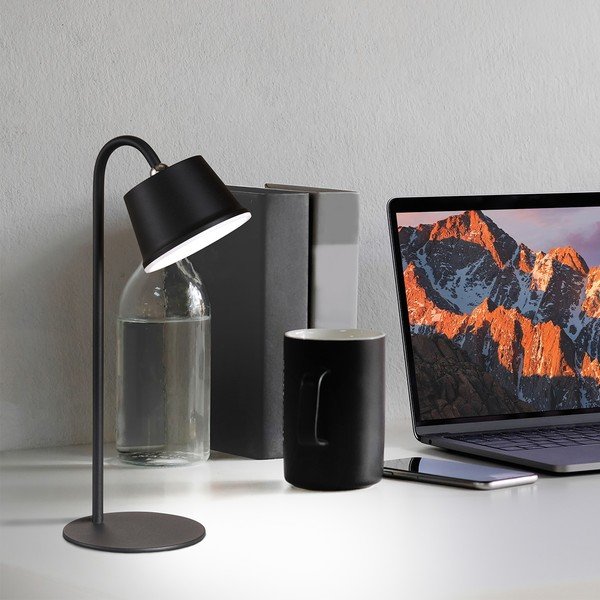 Fekete LED asztali lámpa fém búrával (magasság 34 cm) Voet – Fischer & Honsel-image-1