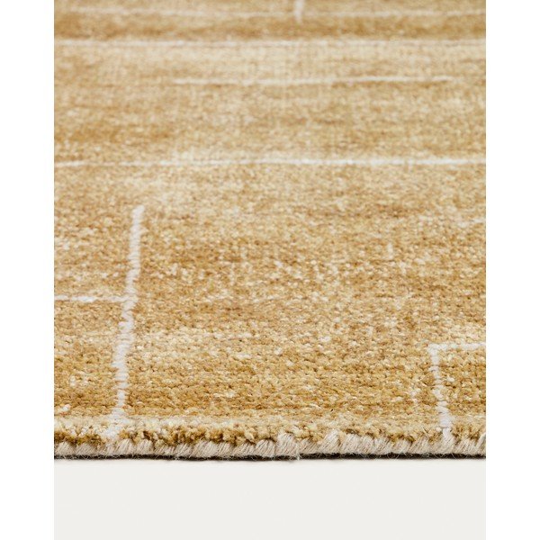 Mustársárga kézi szövésű szőnyeg 200x300 cm Eloda – Kave Home-image-4