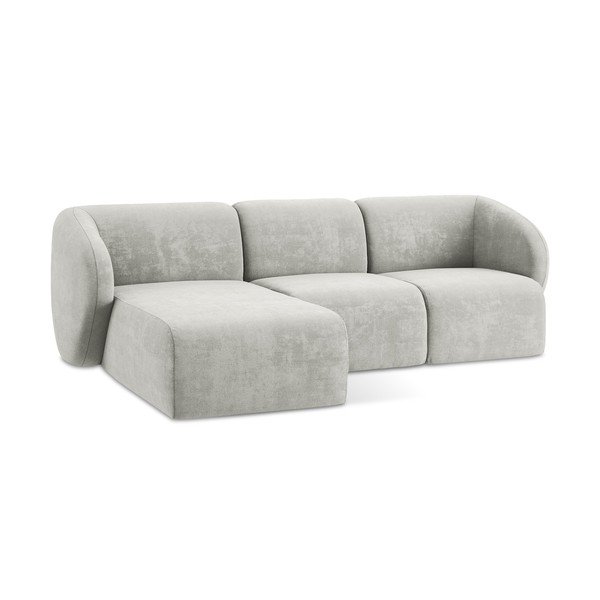 Világosszürke zsenília sarokkanapé (bal oldali-heverő résszel) Lani – Makamii-image-4