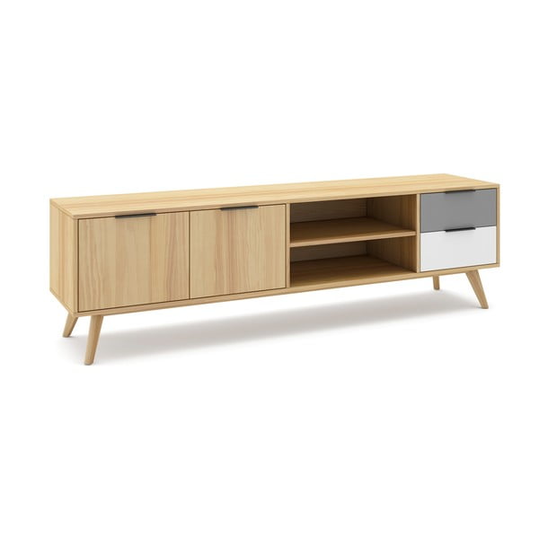 Natúr színű borovi fenyő TV-állvány 180x53 cm Elfa – Marckeric-image-3