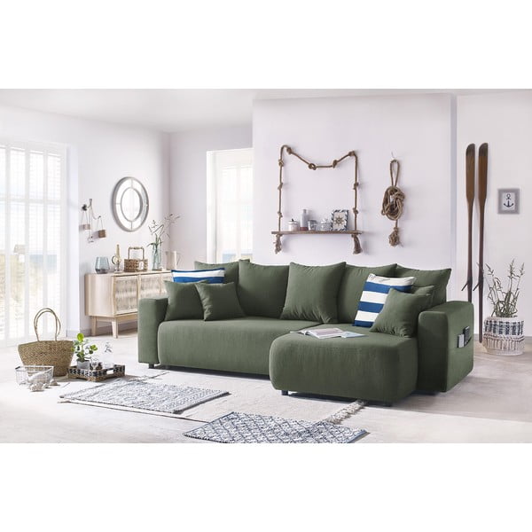 Envy zöld variálható kinyitható sarokkanapé - Bobochic Paris-image-4