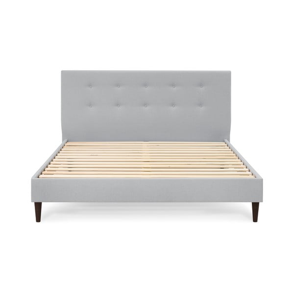 Világosszürke kárpitozott franciaágy ágyráccsal 180x200 cm Rory – Bobochic Paris-image-2