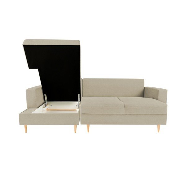 Iris bézs kinyitható sarokkanapé, bal oldali fekvőfotellel - Mazzini Sofas-image-1