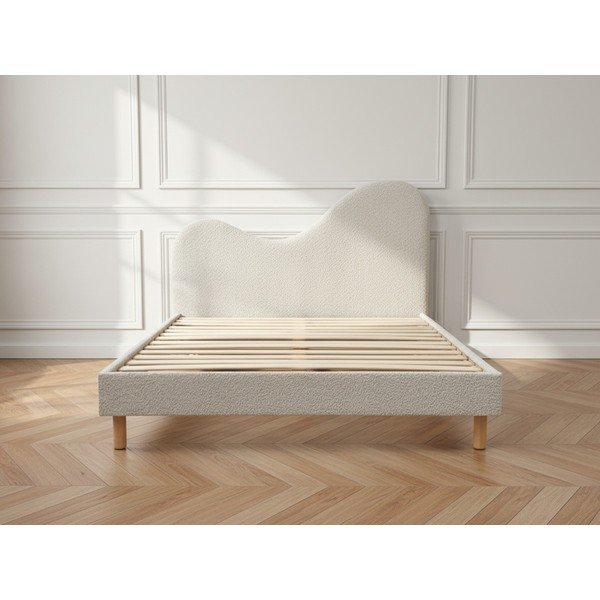 Bézs kárpitozott kárpitozott franciaágy ágyráccsal 160x200 cm Celina – Bobochic Paris-image-3