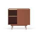 Téglavörös-natúr színű alacsony komód tölgyfa dekorral 90x78 cm Otto – Teulat