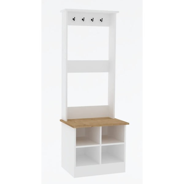 Fehér-natúr színű előszoba bútor Mare – Kalune Design