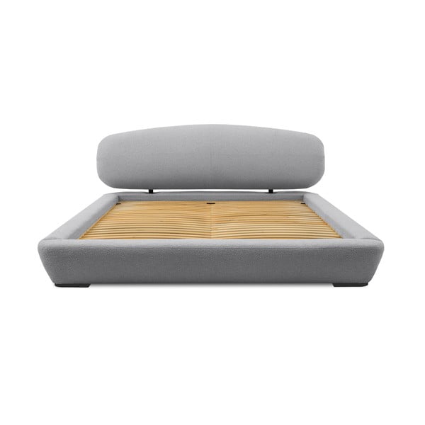 Szürke kárpitozott franciaágy ágyráccsal 140x200 cm Odette – Scandic-image-3