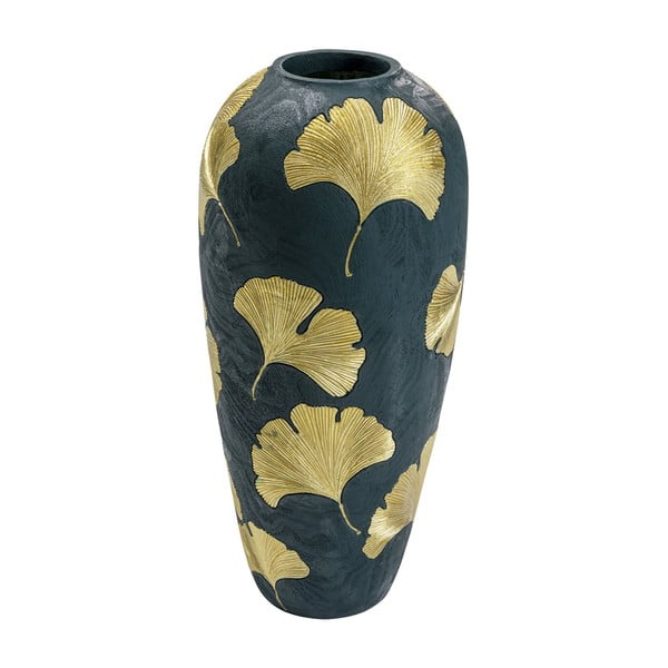 Iegance sötétzöld váza aranyszínű levélmintával, magasság 74 cm - Kare Design