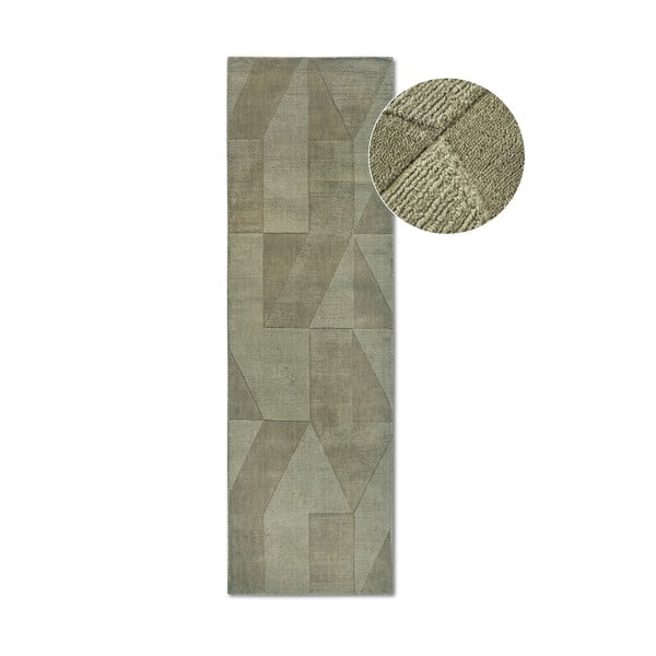 Zöld kézi szövésű gyapjú futószőnyeg 80x250 cm Ursule – Villeroy&Boch