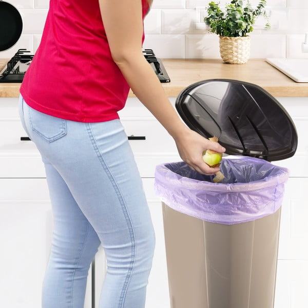 Barna műanyag pedálos szemetes 30 l – Orion-image-2