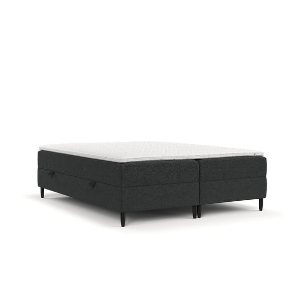 Sötétszürke ágyneműtartós boxspring ágy 160x200 cm Malte – Maison de Rêve