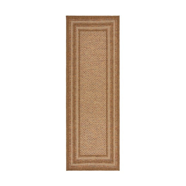 Natúr színű kültéri futószőnyeg 80x230 cm Layla Border – Flair Rugs