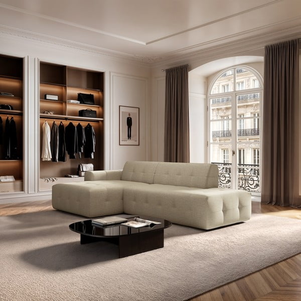 Bézs sarokkanapé (bal oldali-heverő résszel) Tuil – Rodier-image-1