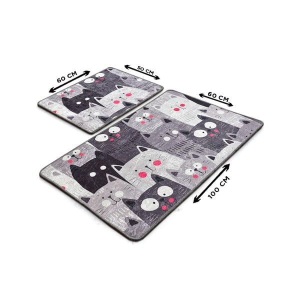 Szürke fürdőszobai kilépő szett 2 db-os 60x100 cm Meow – Foutastic-image-3
