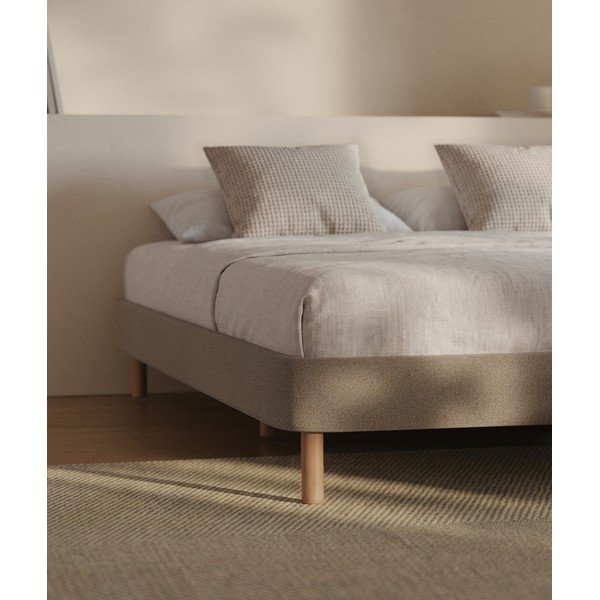 Barna kárpitozott franciaágy ágytámla nélkül 160x200 cm Ofelia – Kave Home-image-2