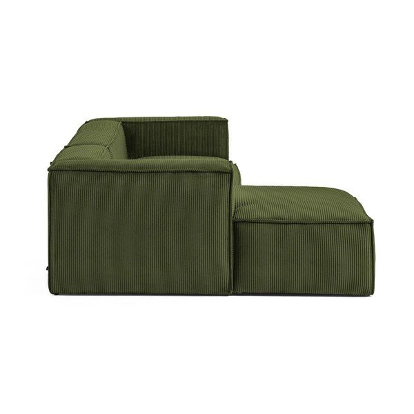 Zöld kordbársony sarokkanapé (bal oldali-heverő résszel) Blok – Kave Home-image-2