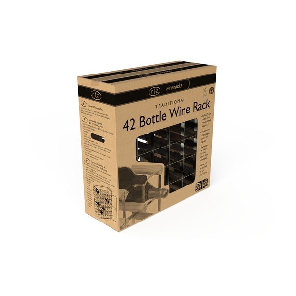 Barna tömör kőrisfa bortartó polcos állvány, palackok száma 42 - RTA-image-3