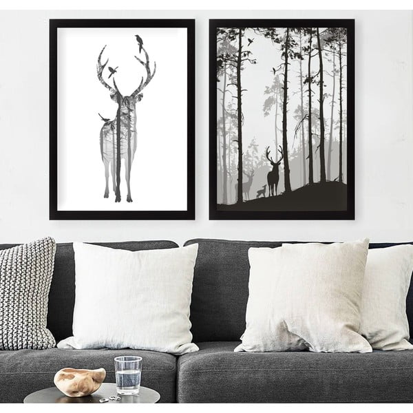 Kép szett 2 db-os 34x44 cm Deer – Wallity-image-1