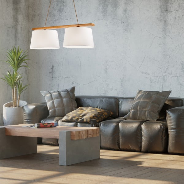 Barna függőlámpa textil búrával ø 35 cm Aida – LAMKUR-image-3