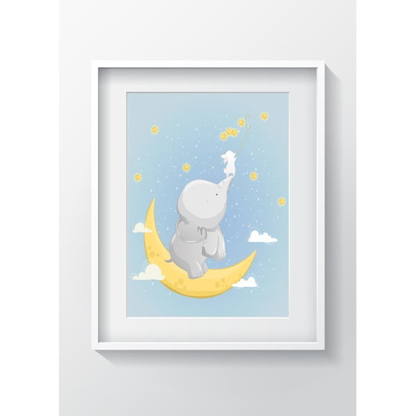 Elephant On The Moon falikép, 24 x 29 cm - OYO Kids