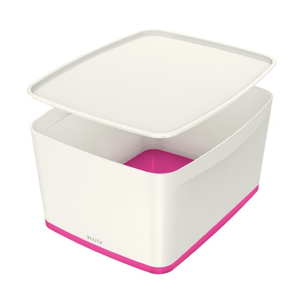 Fehér-rózsaszín fedeles műanyag tárolódoboz 32x38.5x20 cm MyBox – Leitz