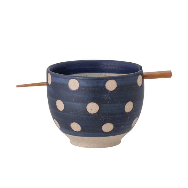 Masami kék agyagkerámia tálka evőpálcikákkal, ø 13 cm - Bloomingville-image-2