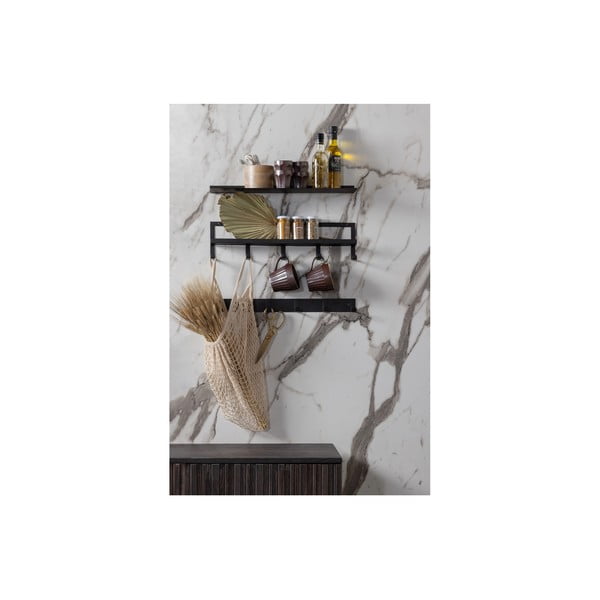 Fekete fém fali fogas polccal Quinn – WOOOD-image-1