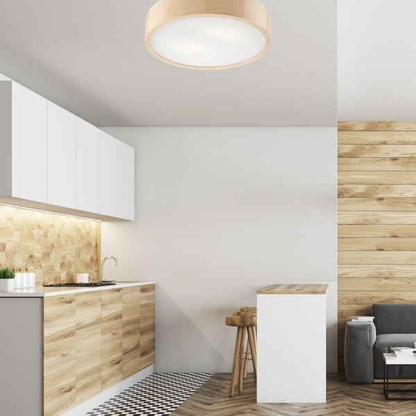 Világosbarna mennyezeti lámpa üveg búrával ø 37 cm Eveline – LAMKUR-image-2