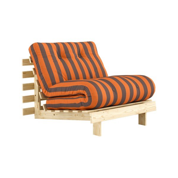 Narancssárga-barna futon-fa fotel Roots – Karup
