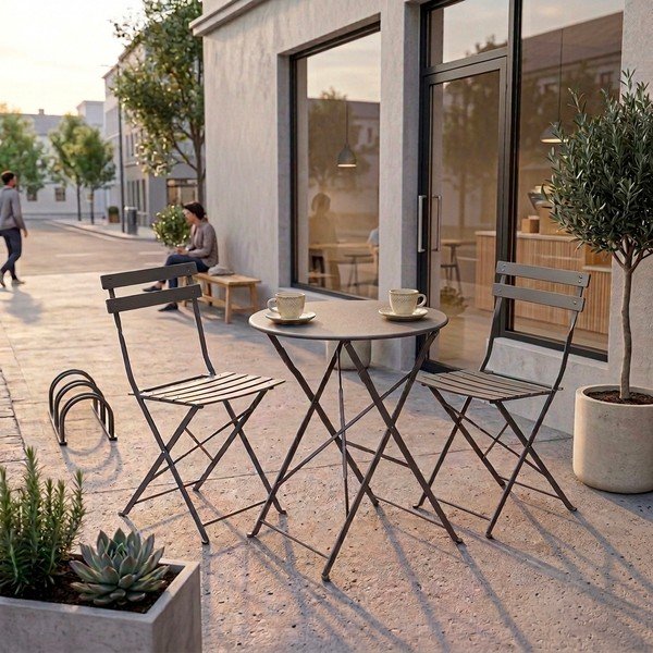 Antracitszürke acél kétszemélyes kerti étkezőgarnitúra Austin – Bizzotto-image-1