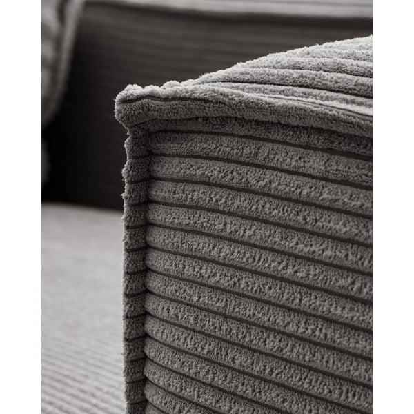 Szürke kordbársony sarokkanapé (jobb oldali) Blok – Kave Home-image-1