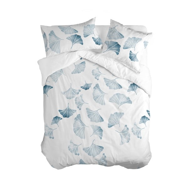 Fehér-kék kétszemélyes pamut paplanhuzat 200x200 cm Ginkgo – Blanc