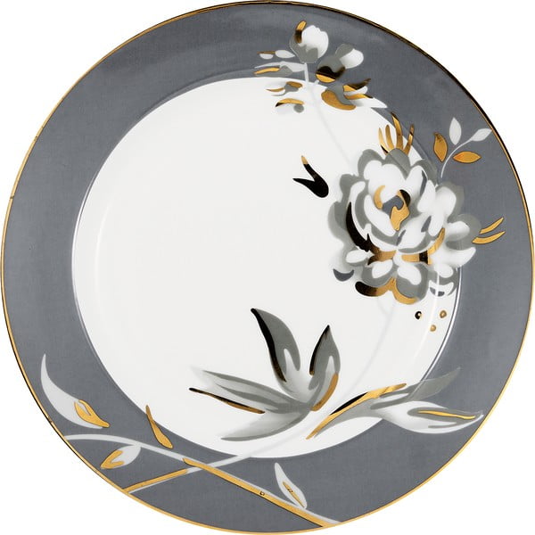 Fehér-szürke desszertes porcelán tányér ø 20,5 cm Aslaug – Green Gate