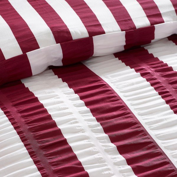 Sötétlila kétszemélyes ágyneműhuzat 220x230 cm Seersucker Frill Stripe – Catherine Lansfield-image-4