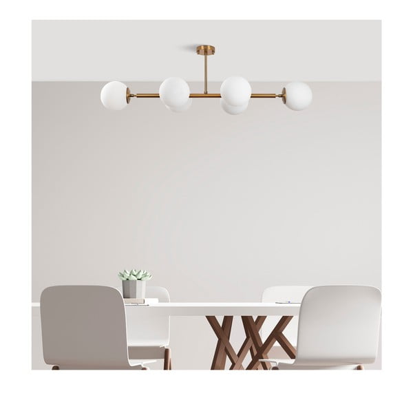 Fehér-aranyszínű mennyezeti lámpa üveg búrával 40x110 cm Fazli – Opviq lights-image-2