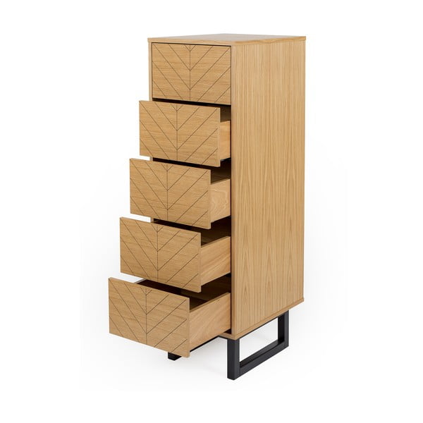 Camden Narrow Herringbone Print komód tölgyfa dekorral, 40 x 123 cm - Woodman-image-3