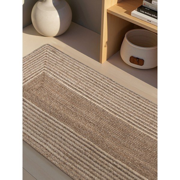 Világos natúr színű-sötét natúr színű kétoldalas-kézi szövésű juta futószőnyeg 80x300 cm Juno – Hanse Home-image-2