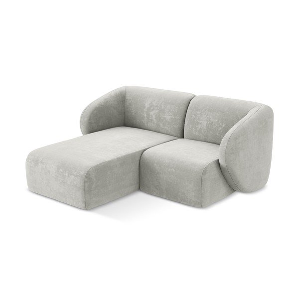 Világosszürke zsenília sarokkanapé (bal oldali-heverő résszel) Lani – Makamii-image-2