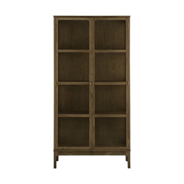 Sötétbarna tálalószekrény tölgyfa dekorral 90x180x40 cm Zamora – House Nordic-image-2