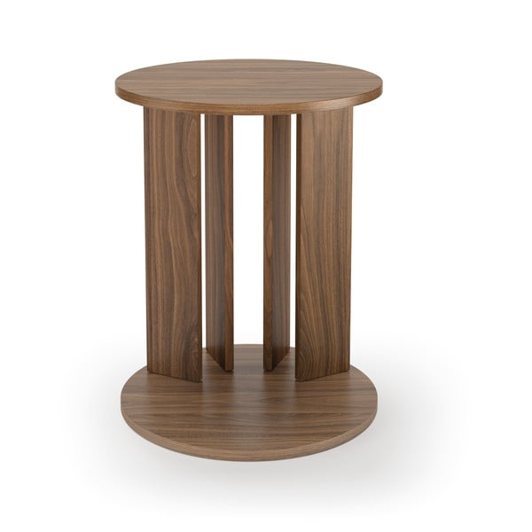 Kerek dohányzóasztal diófa dekoros asztallappal ø 50 cm Nora - TemaHome-image-3