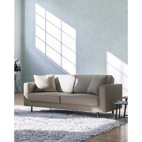 Világosbarna bőr kanapé 207 cm Kobo – MESONICA-image-1