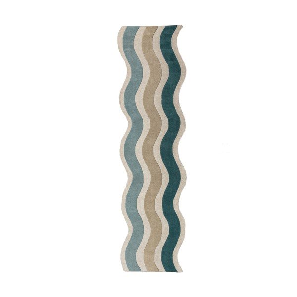 Kék kézi szövésű gyapjú futószőnyeg 80x300 cm Cascade Wool – Flair Rugs